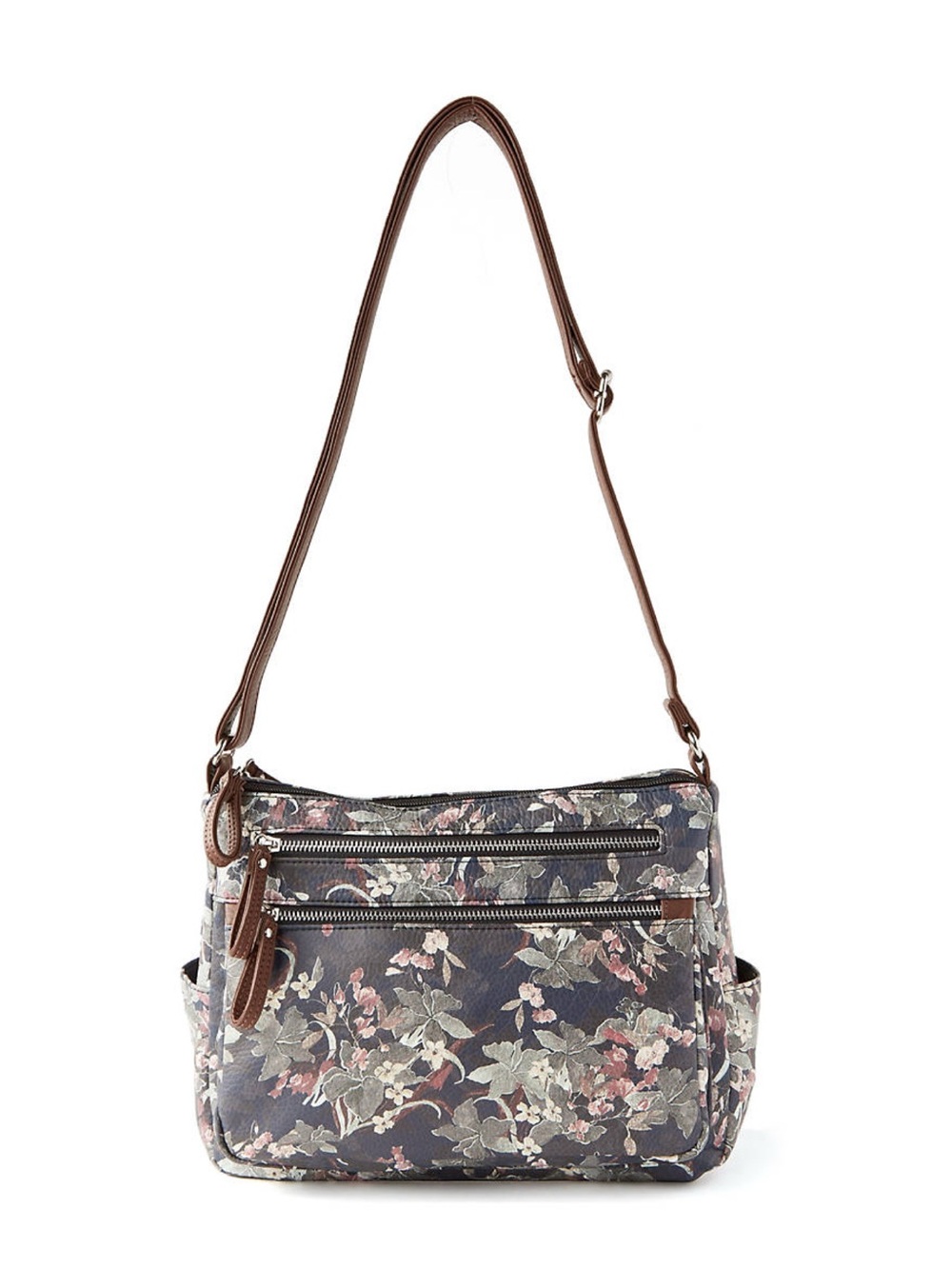 NWOT Bueno Floral Black/Wine Camera  Crossbody Bag
